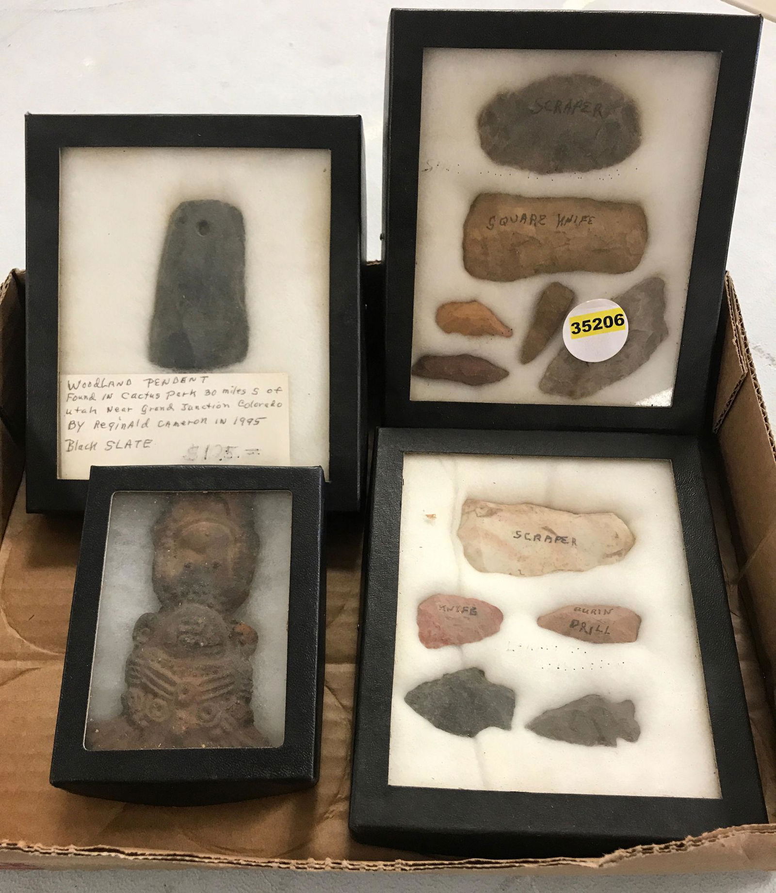 BOX LOT NATIVE AMERICAN TOOLS AND ARTIFACTS INCLUDING A (1 of 2)