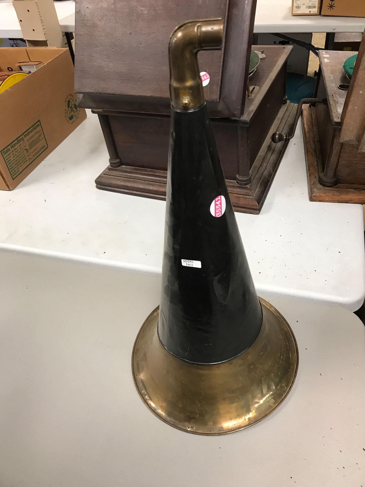 BRASS AND TIN WITCH'S HAT STYLE PHONOGRAPH HORN, 22" (1 of 1)