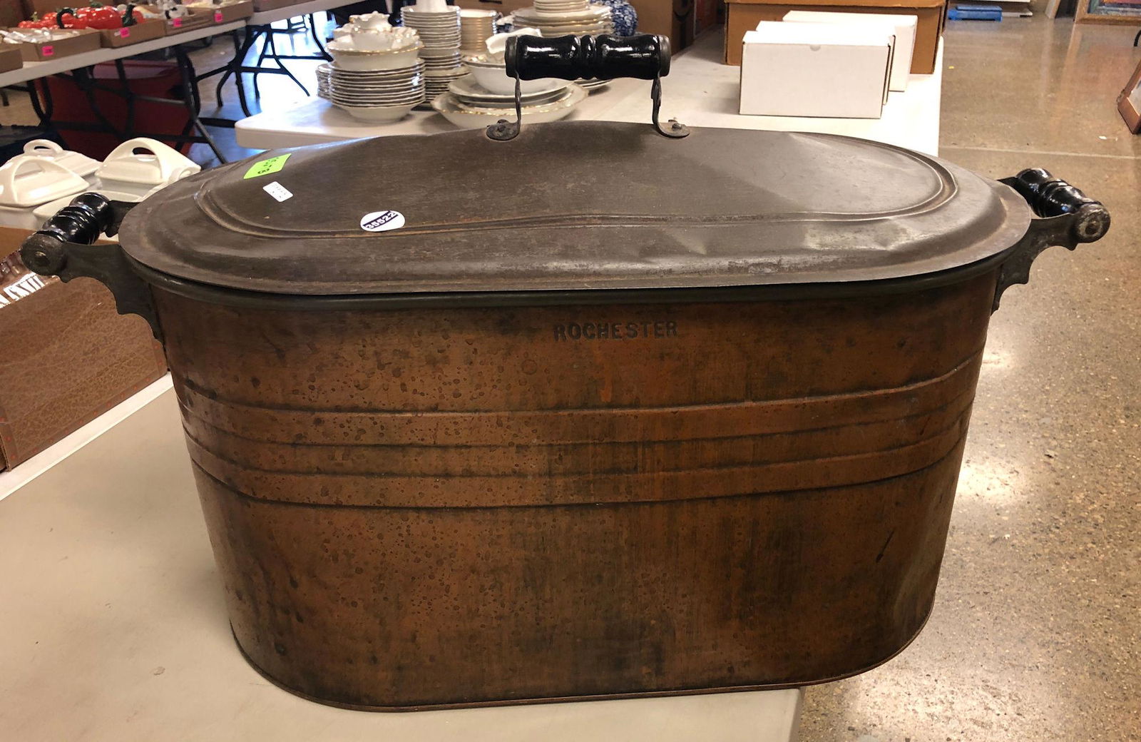 COPPER WASH BOILER WITH TIN LID (1 of 1)