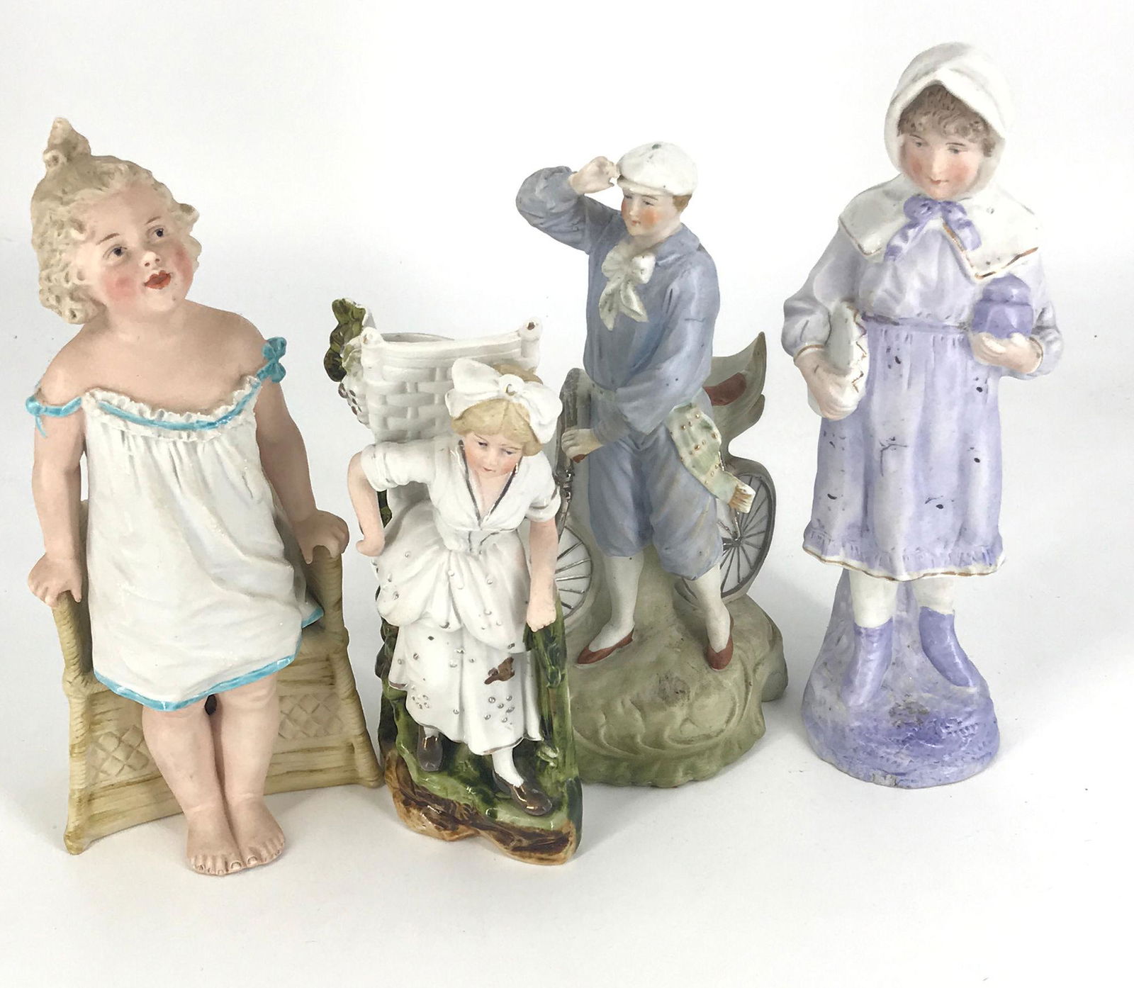 BOX LOT BISQUE FIGURINES INCLUDING 6" VICTORIAN BOY (1 of 1)