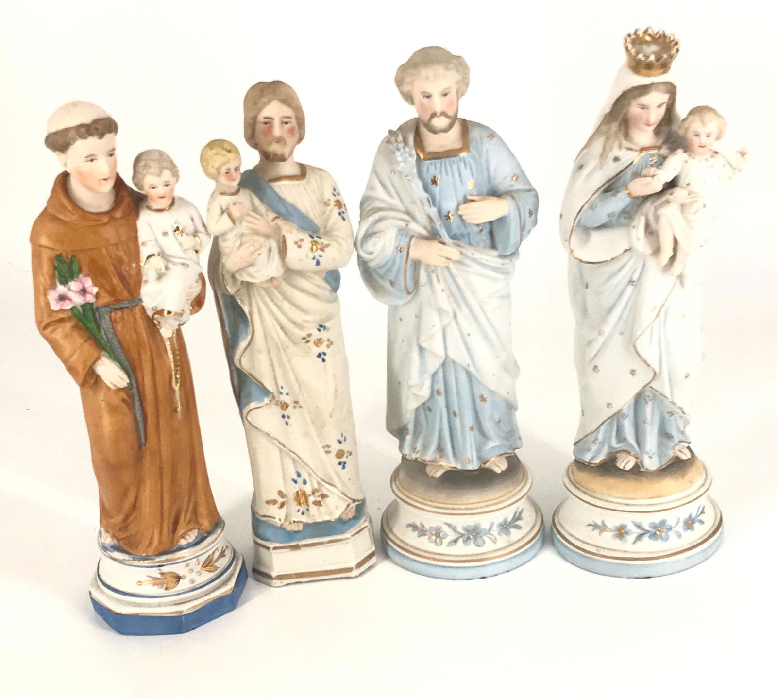 BOX LOT 4 BISQUE RELIGIOUS FIGURINES, APPROX 10" TALL (1 of 1)