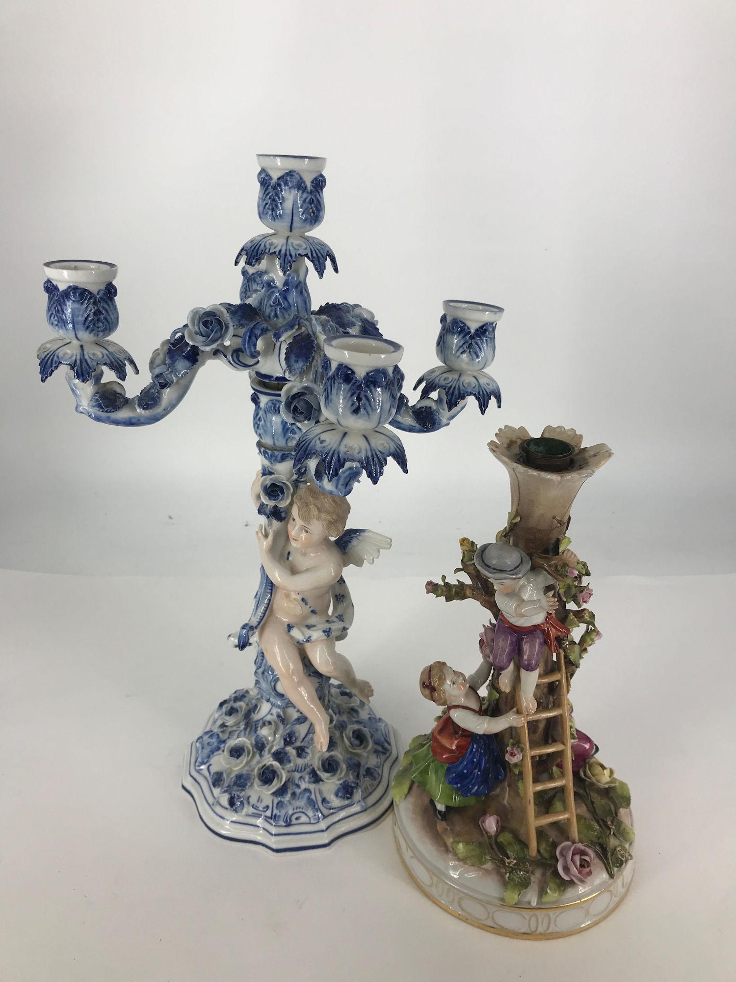 BOX LOT CANDLE HOLDERS INCLUDING 10" 1 STICK BLUE AND (1 of 1)