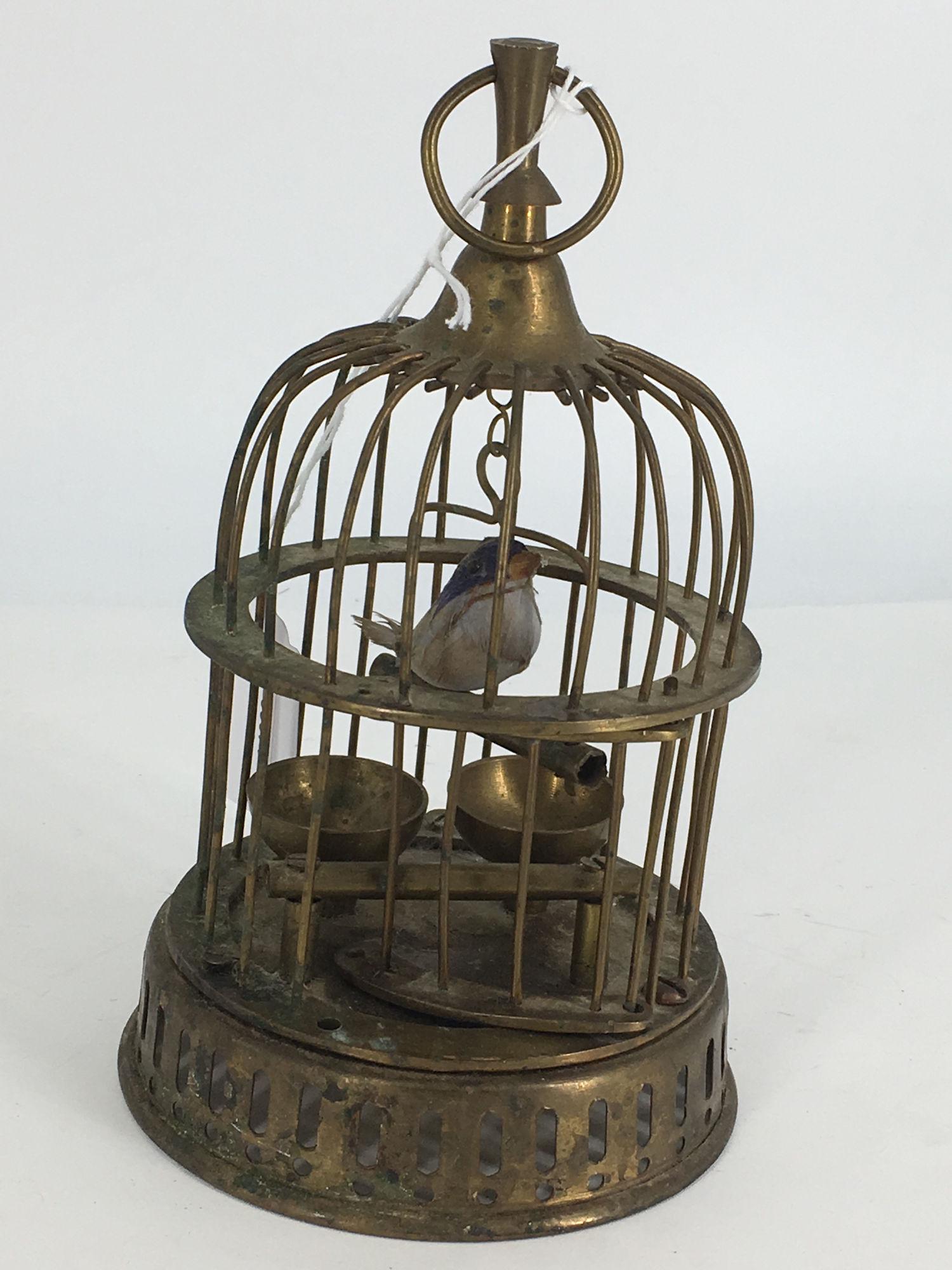 7Â¼" SOLID BRASS BIRD IN CAGE. (1 of 1)