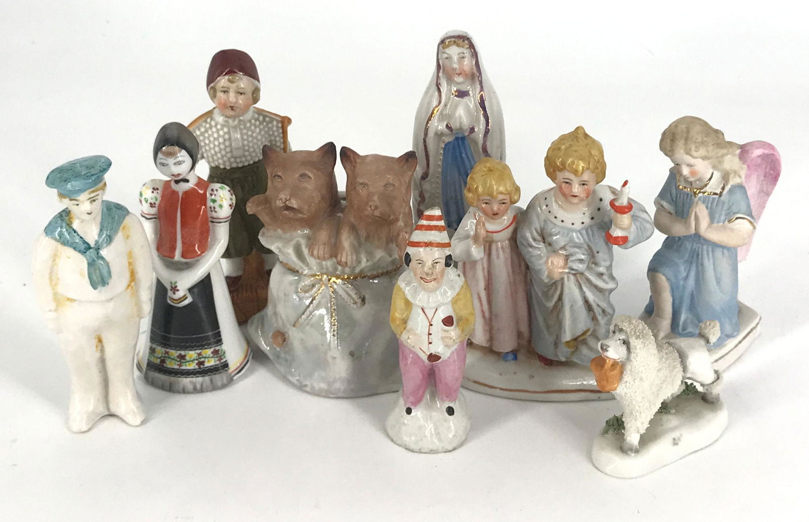 BOX LOT  9 FIGURINES INCLUDING 2" SANDED POODLE (1 of 1)