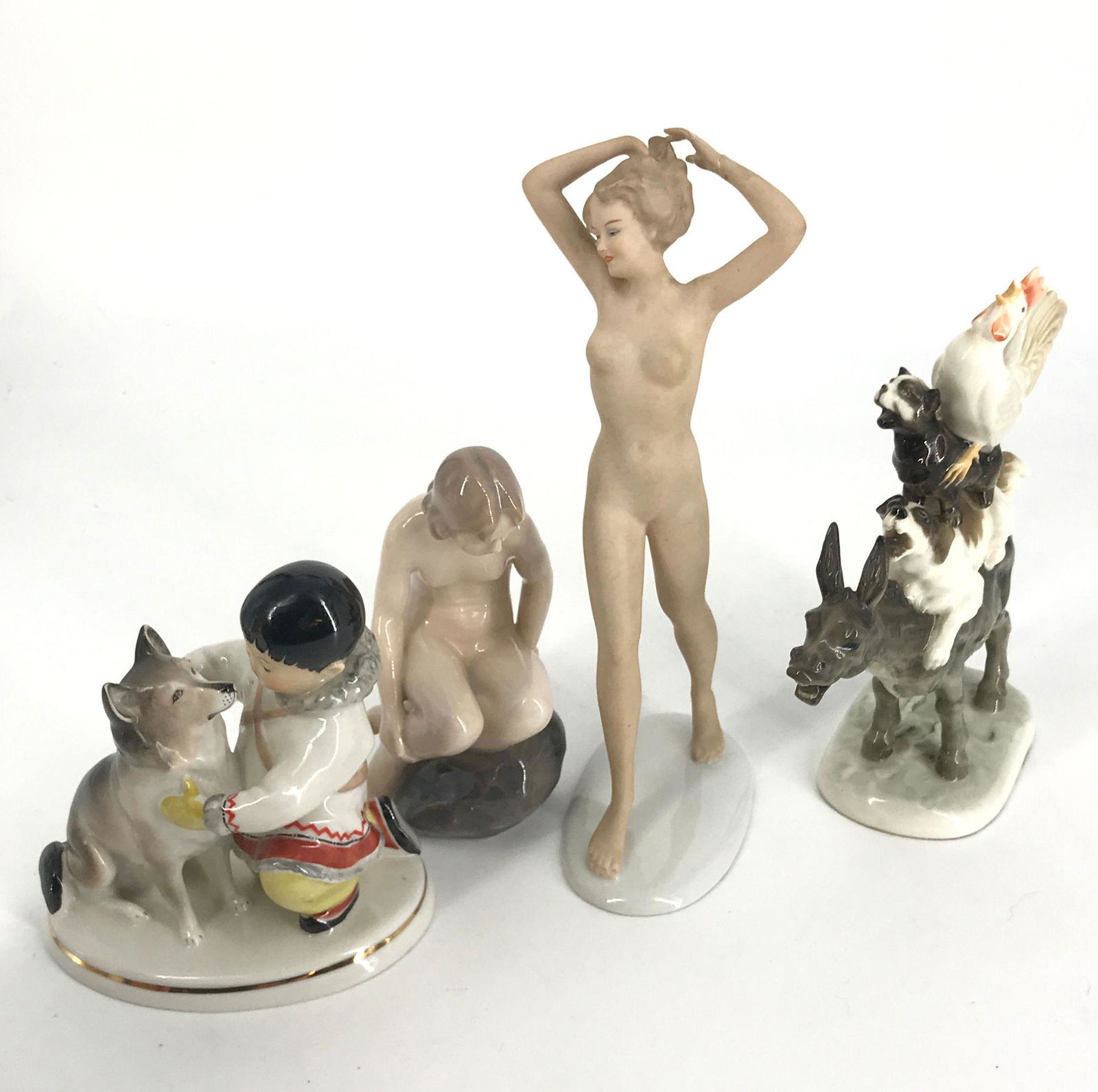 BOX LOT FIGURINES INCLUDING 7Â½" ANTIQUE (1 of 1)