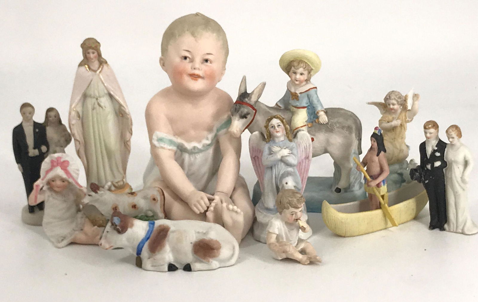 BOX LOT FIGURINES INCLUDING 6" PIANO BABY (1 of 1)