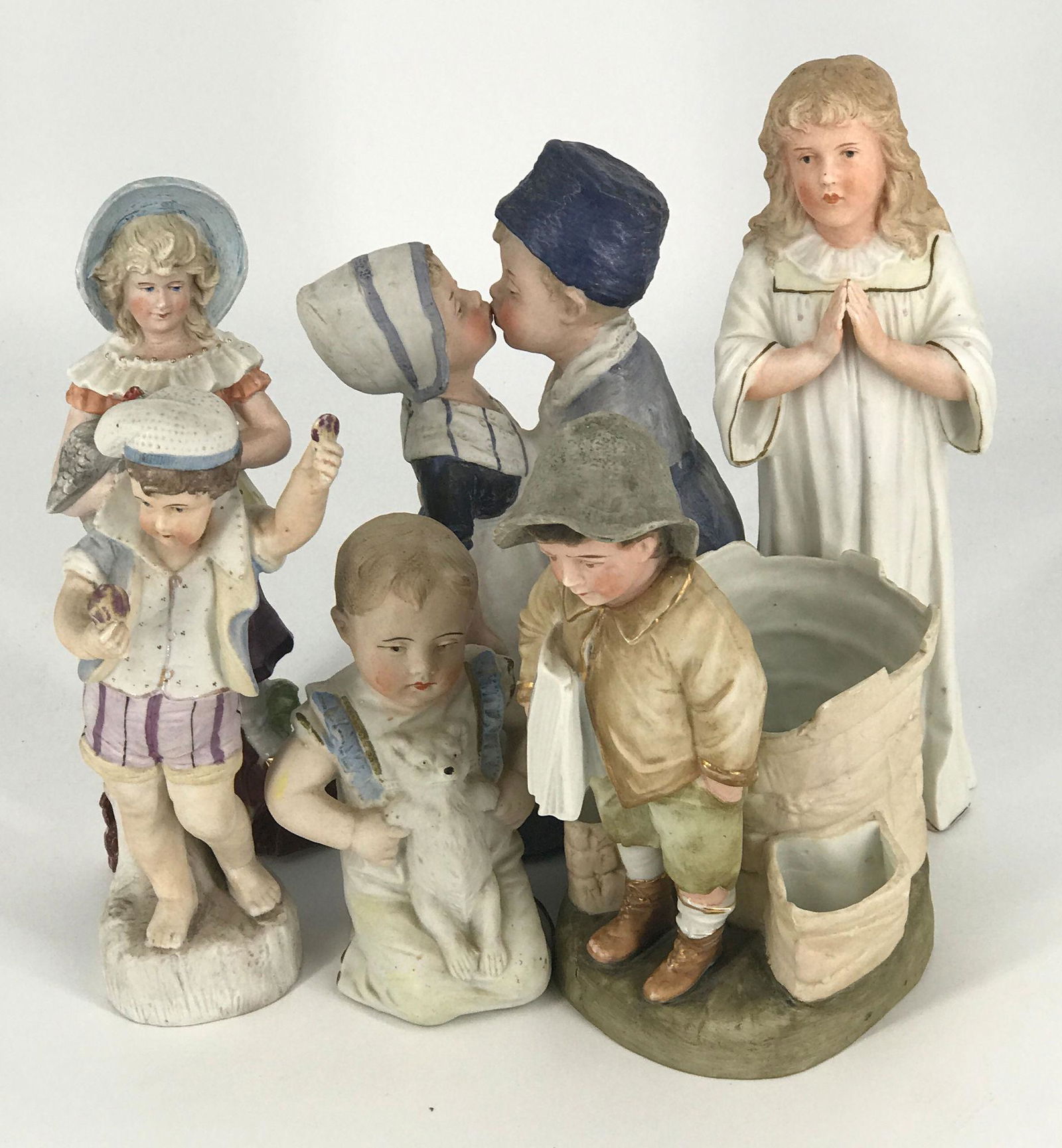 BOX LOT BISQUE FIGURES, PRAYING GIRL IS 10" (1 of 1)