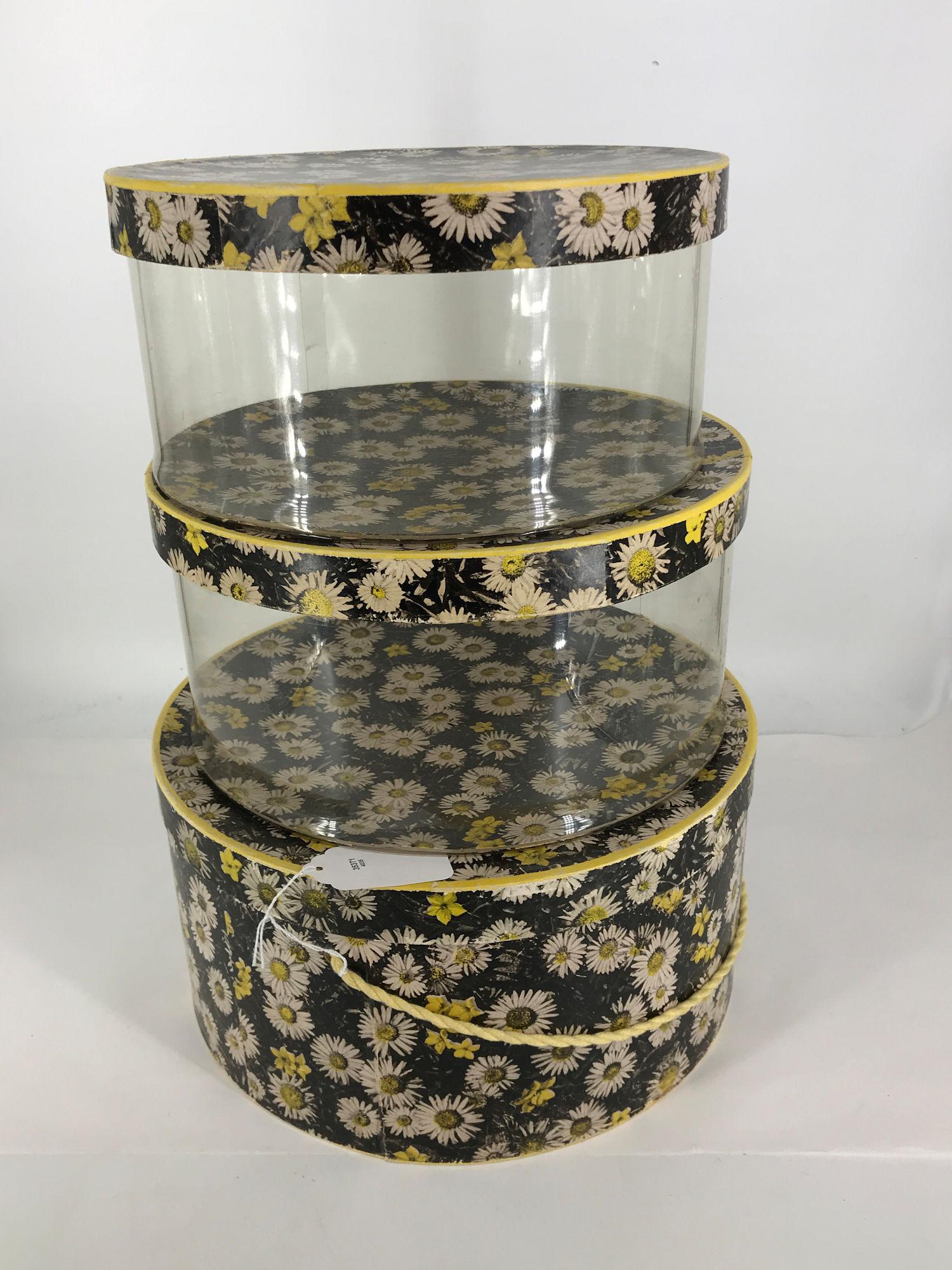 SET OF THREE YELLOW, BLACK, AND WHITE HAT BOXES WITH (1 of 1)
