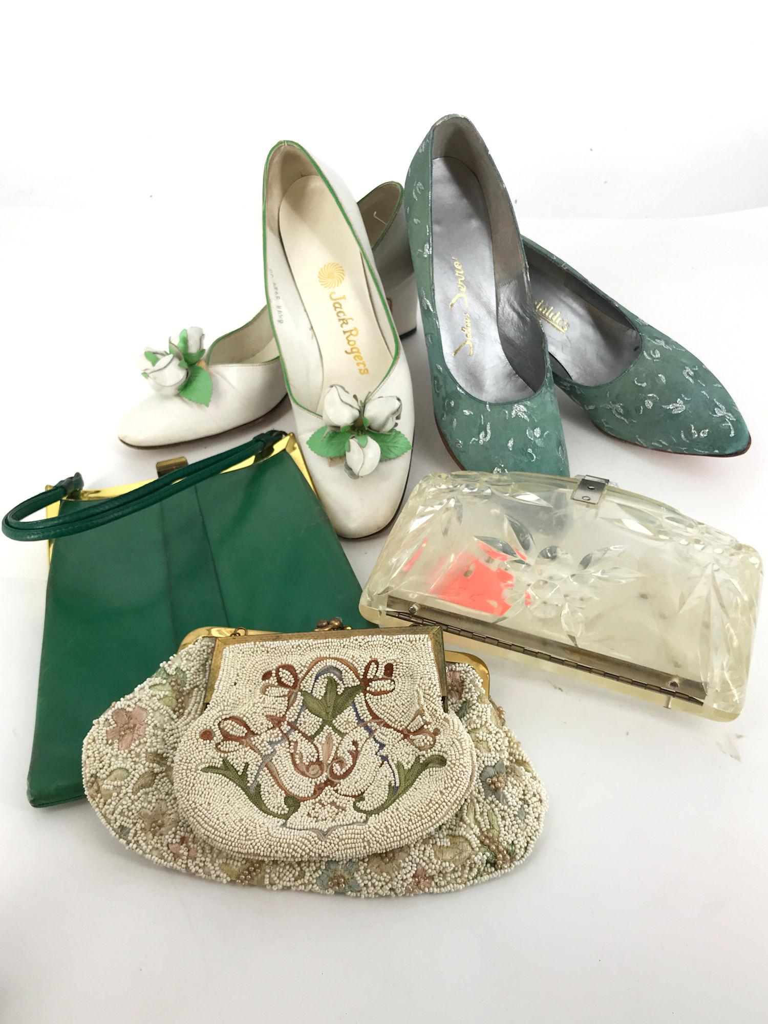 BOX LOT VINTAGE SHOES AND PURSES INCLUDING TWO BEADED (1 of 1)