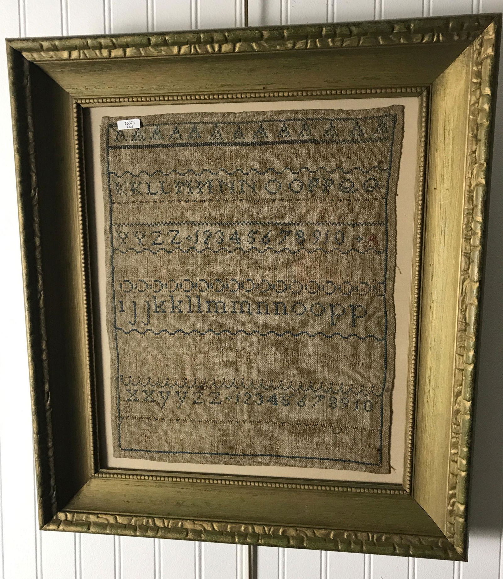 EARLY SAMPLER OF ALPHABET (EVELEN ????? , DATED 1843) (1 of 1)