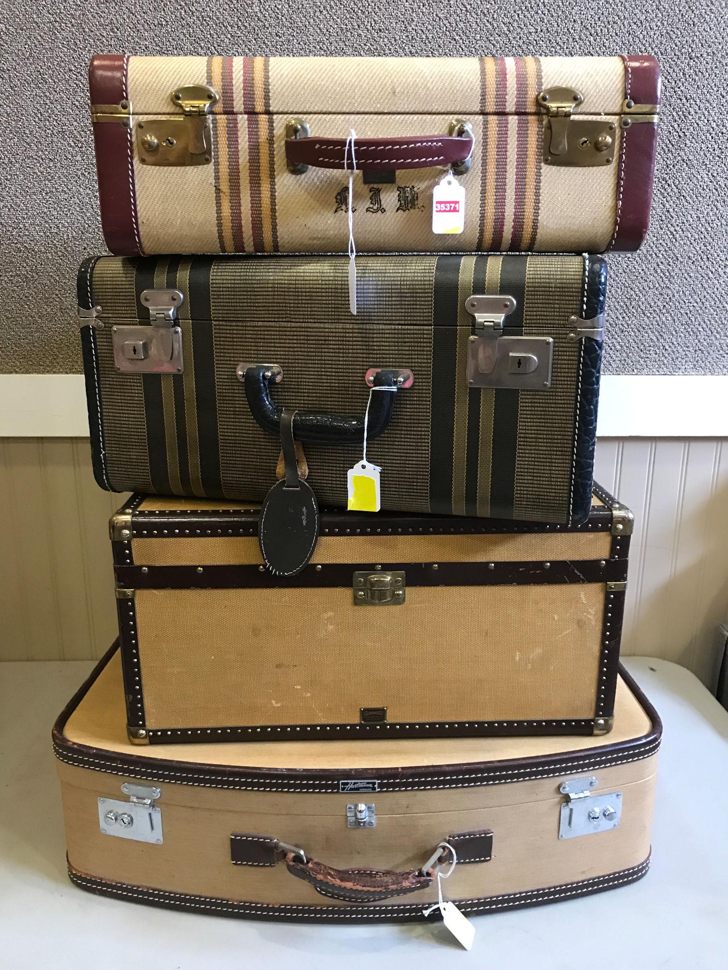 STACK OF 4 VINTAGE SUITCASES, LARGEST MEASURING 24" (1 of 1)