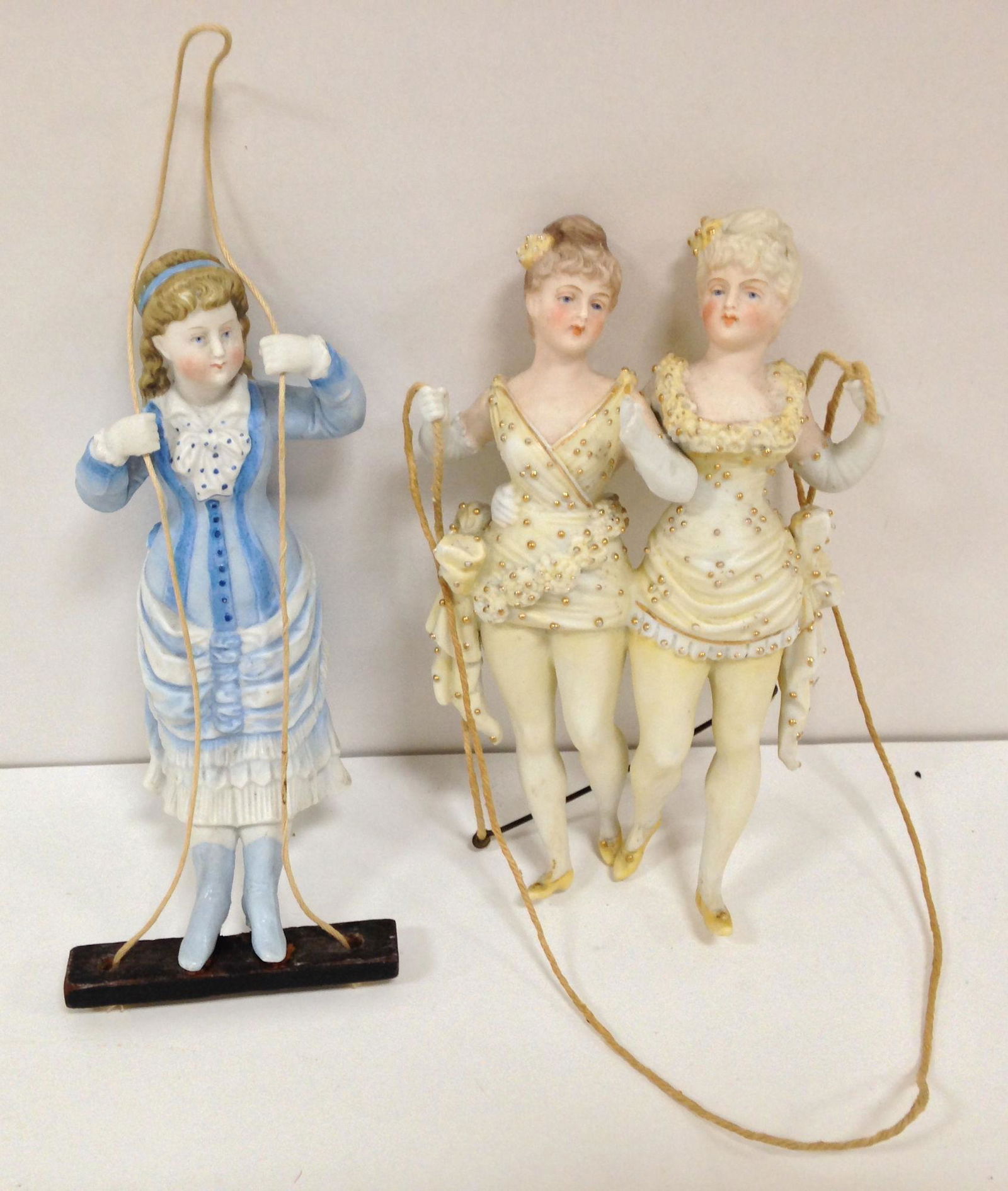 BOX LOT 2 BISQUE OIL LAMP SWINGERS- INCLUDING ONE WITH (1 of 2)