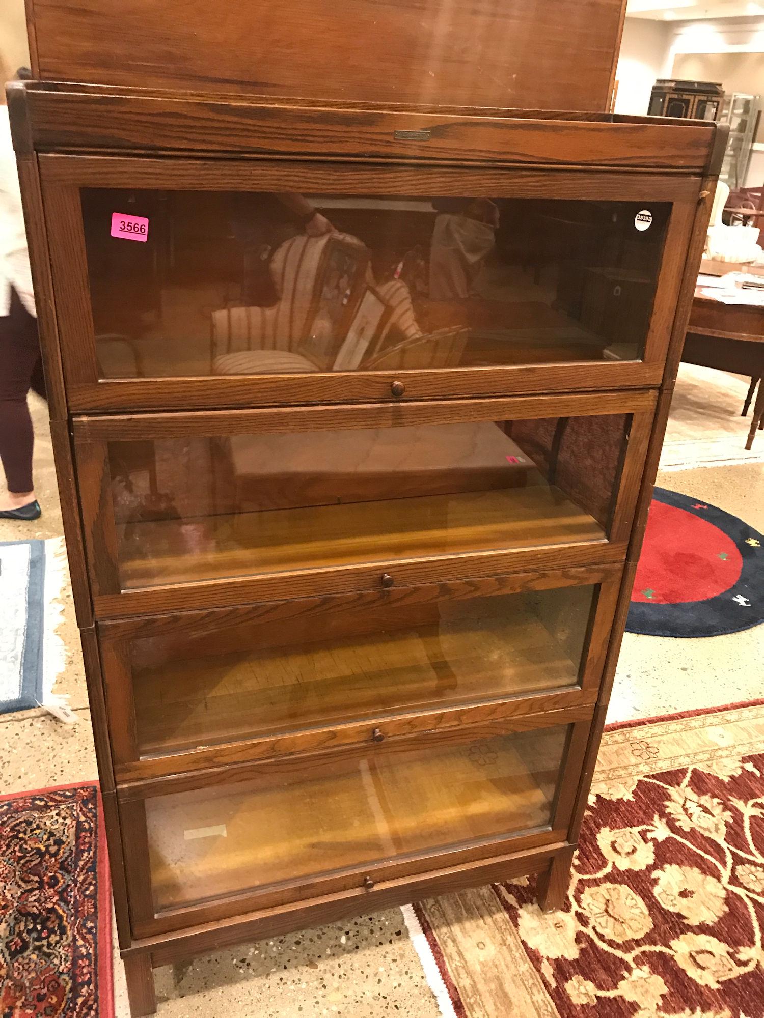 OAK FOUR SECTION BARRISTER BOOKCASE 11"X33.5"X58" (1 of 1)