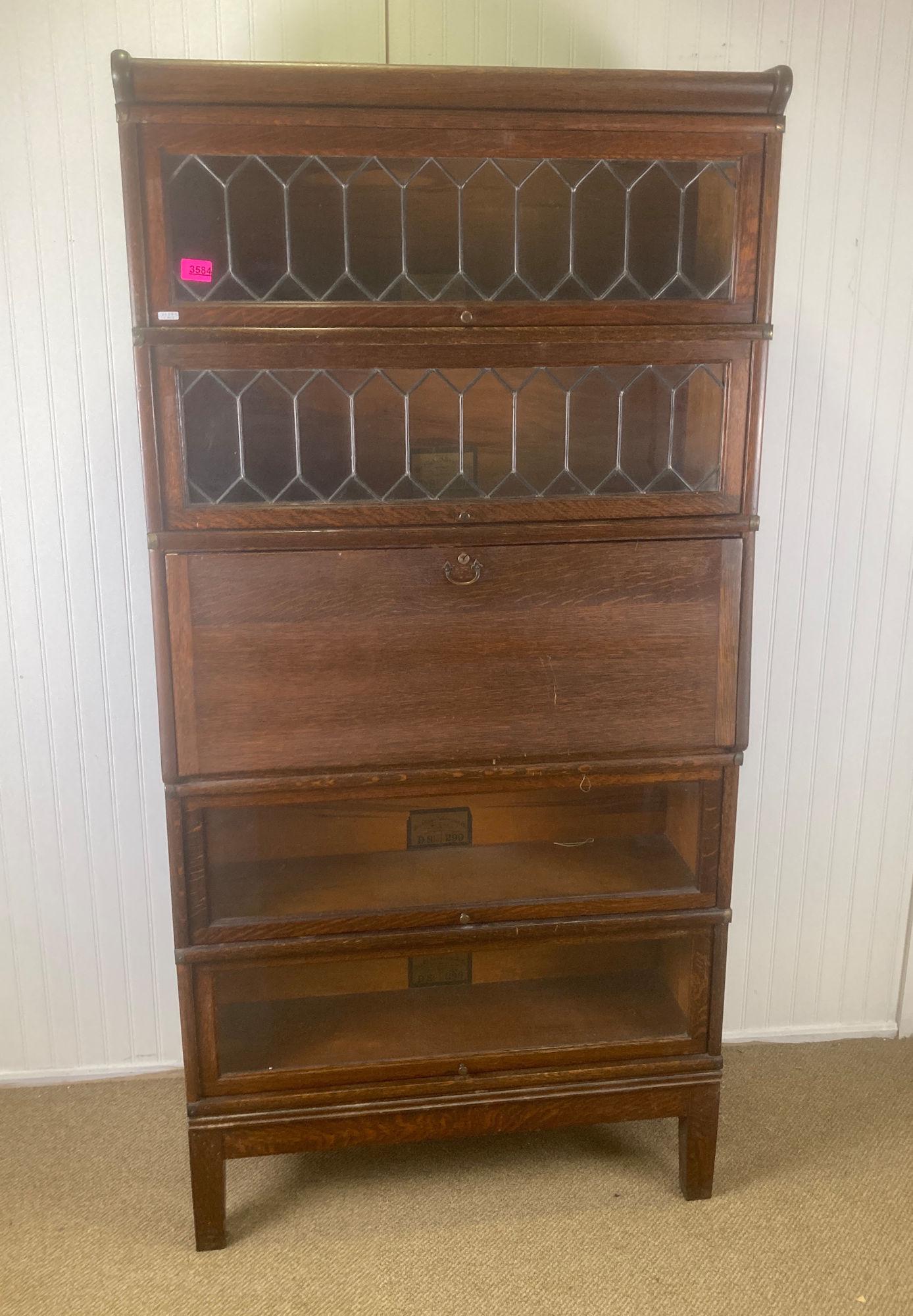 GLOBE WERNICKE OAK 5 SECTION BARRISTER BOOK CASE WITH (1 of 2)