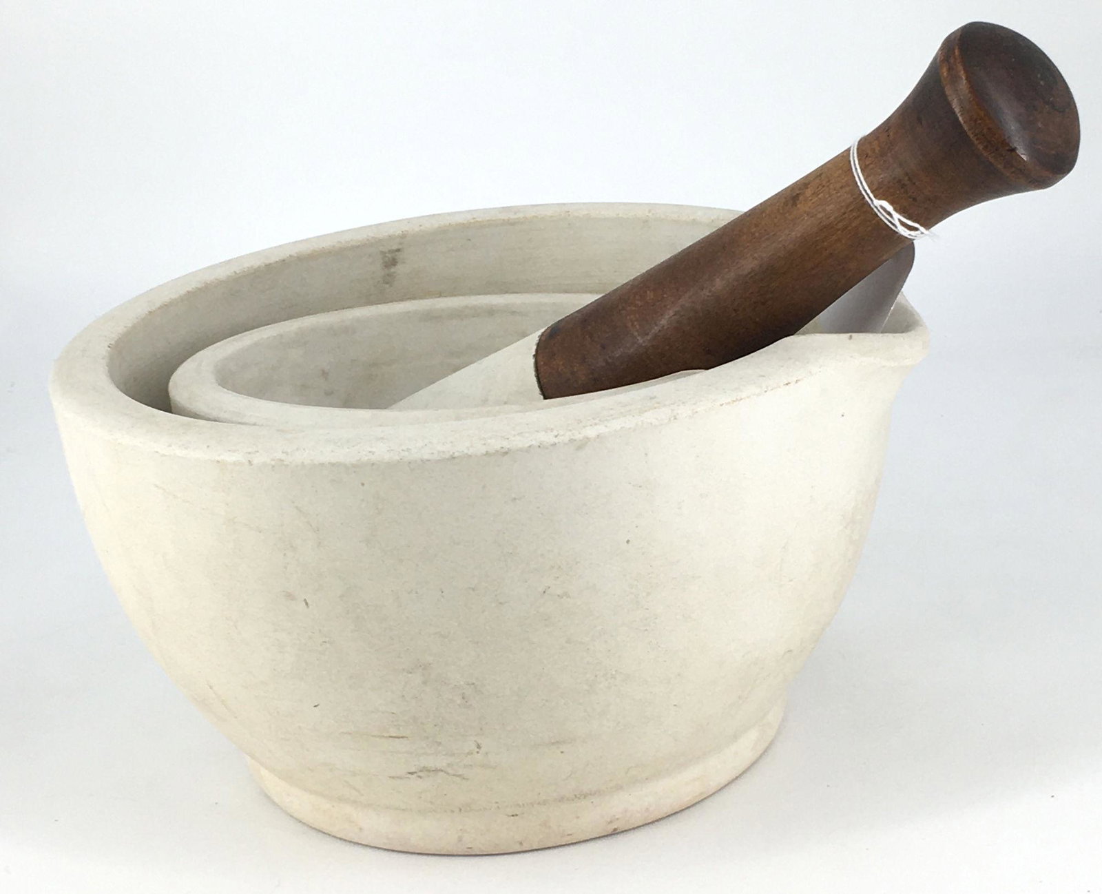 2 MORTARS (LARGEST IS 11Â½") WITH 1 PESTLE.: 2 MORTARS (LARGEST IS 11½") WITH 1 PESTLE.