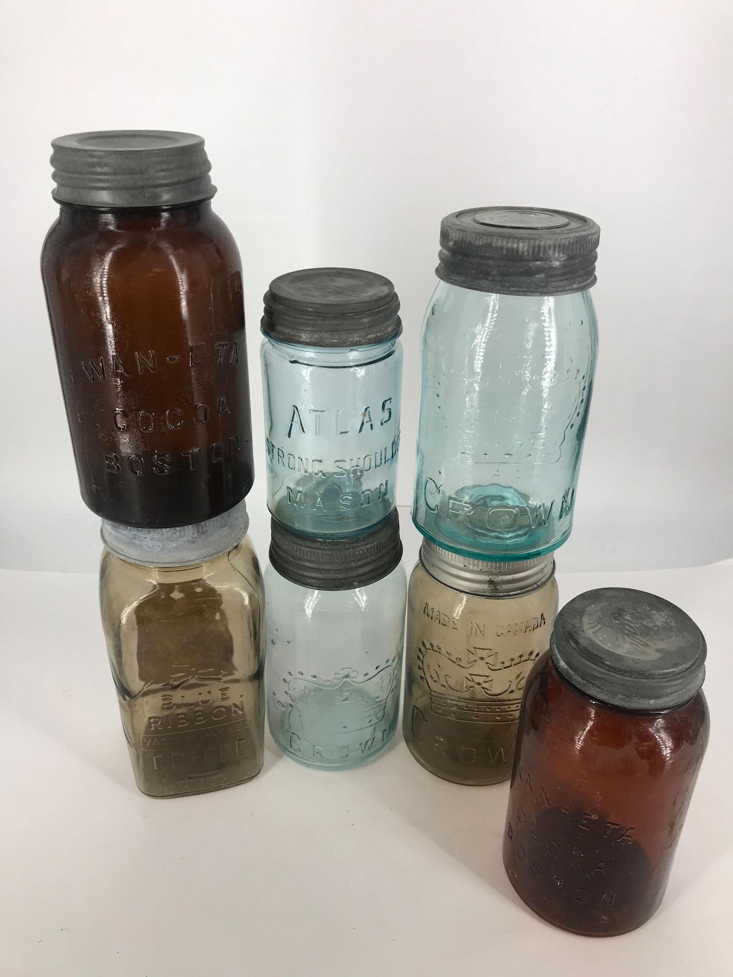 BOX LOT 7 CANNING JARS WITH LIDS 5.5"-8.5" (1 of 2)