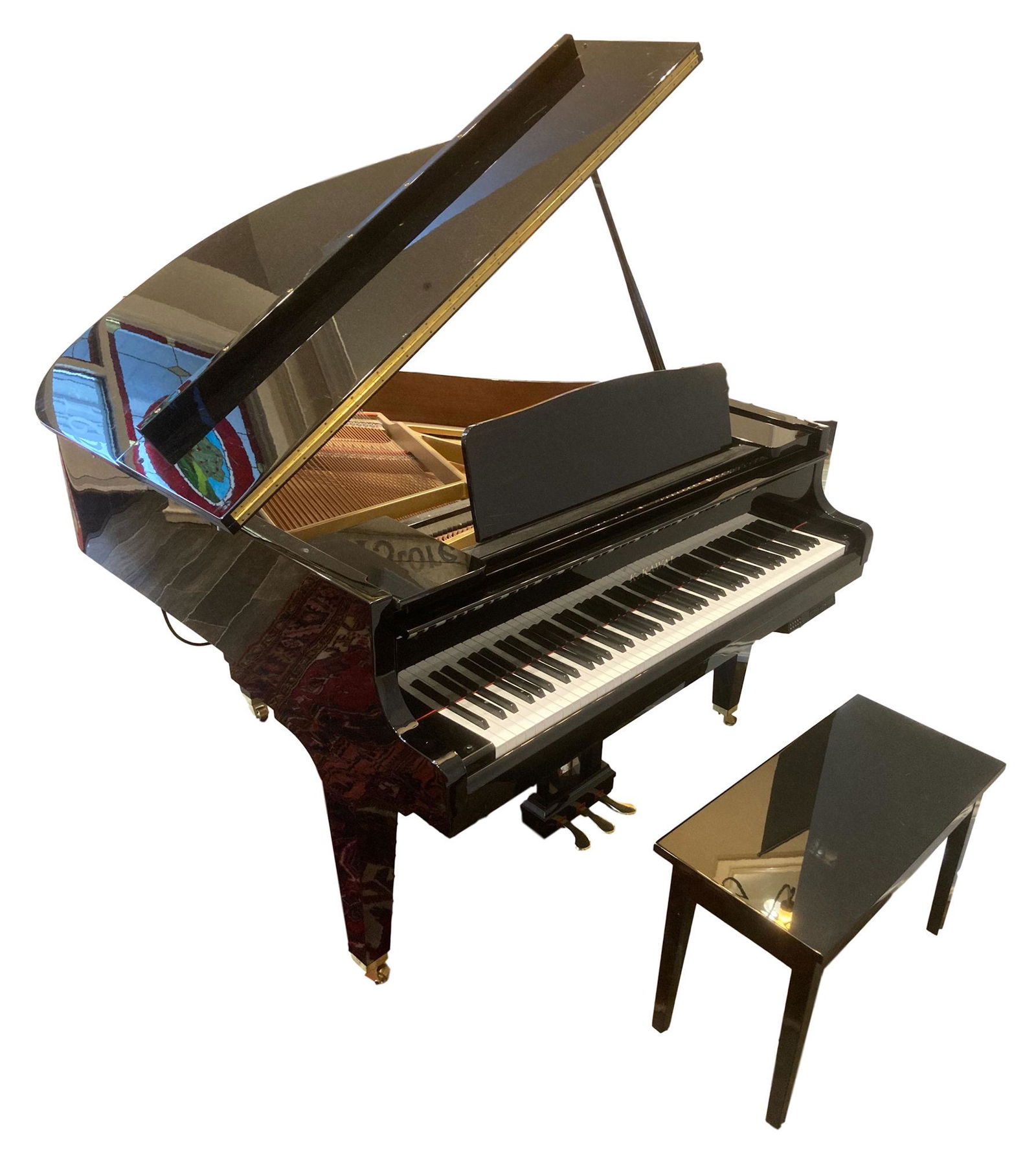 K. KAWAI EBONY FINISH BABY GRAND PIANO WITH DISC PLAYER (1 of 10)