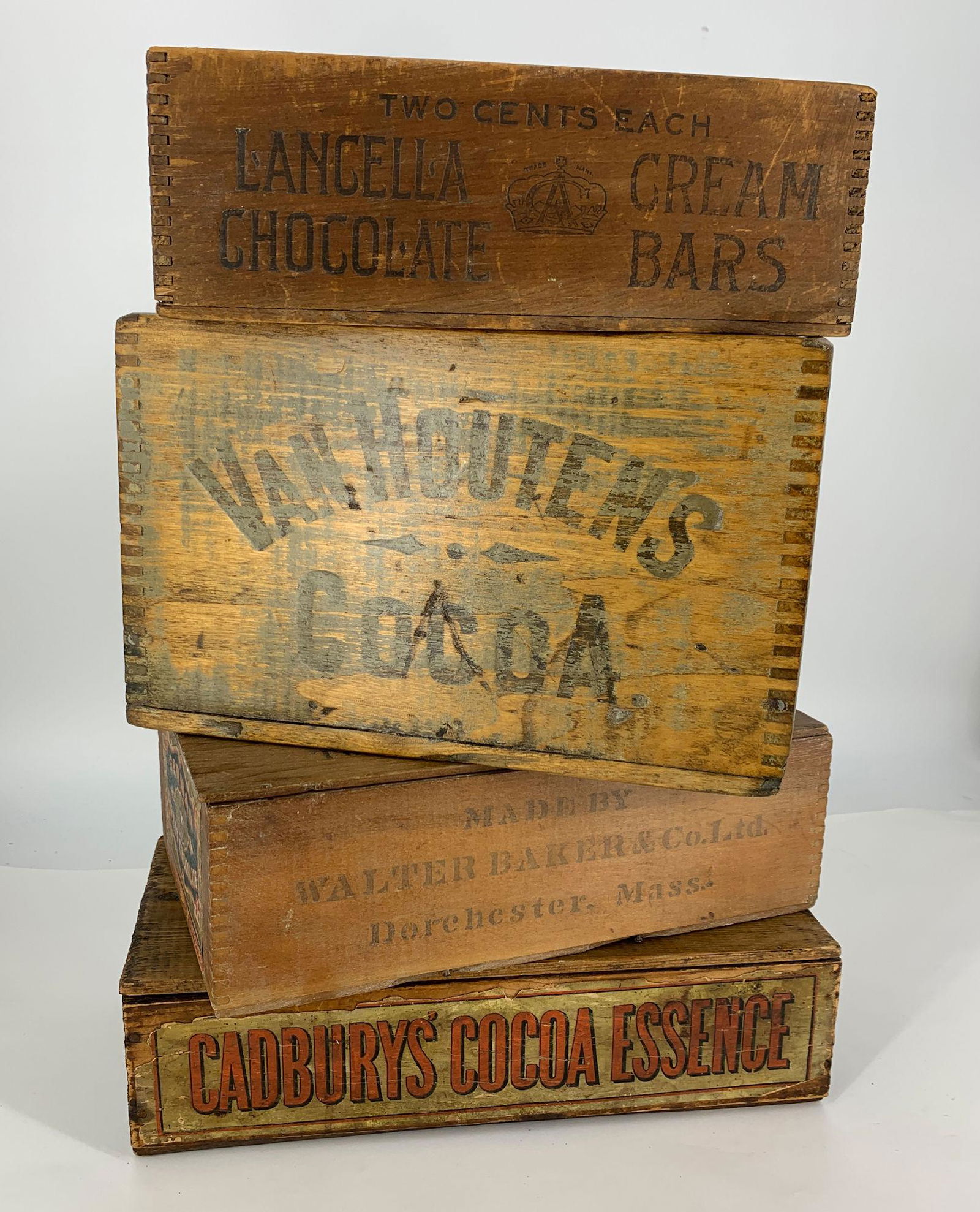 FOUR STACKABLE ADVERTISING CRATES (3Â¼"-6Â½") INCLUDING (1 of 1)