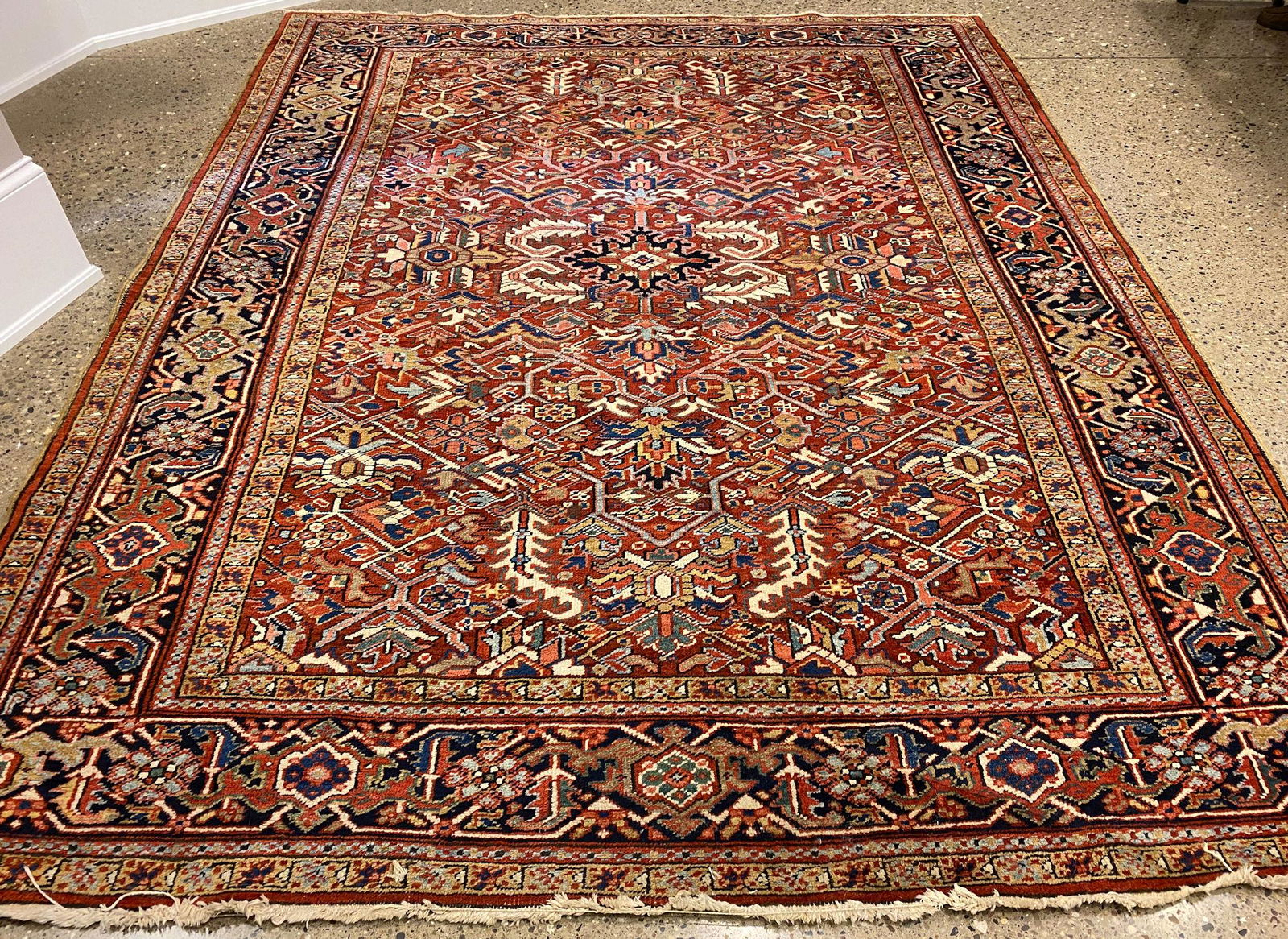 ORIENTAL RUG ANTIQUE PERSIAN HERIZ 7.8 X 9.4 (1 of 8)