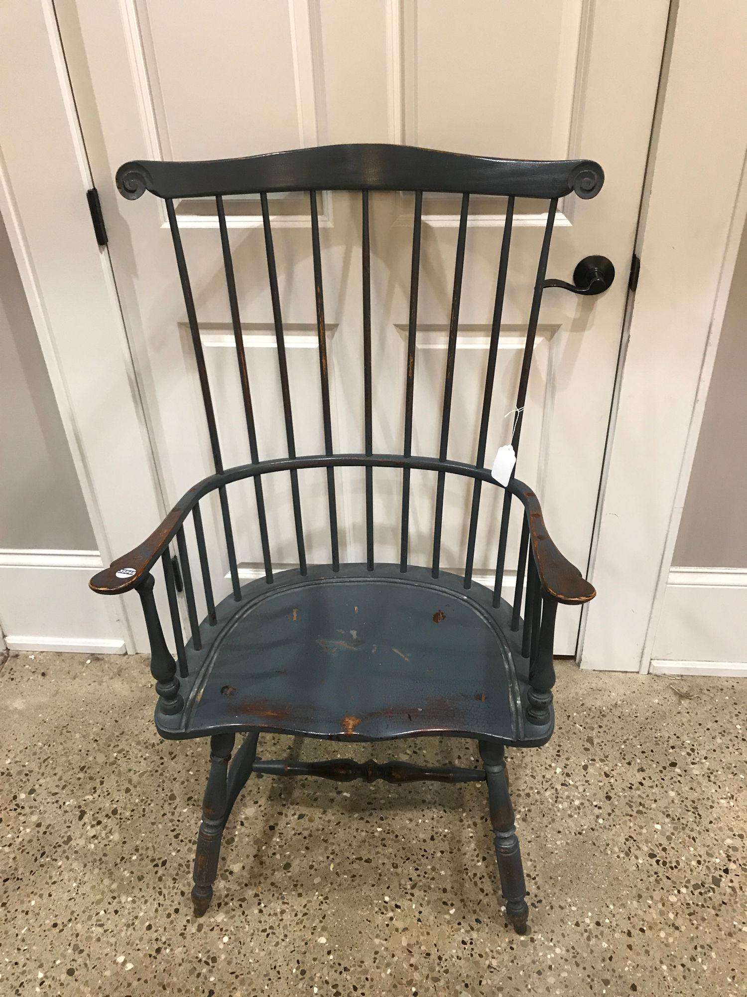 COMB BACK WINDSOR ARM CHAIR BLUE FINISH BY D.R. DIMES (1 of 1)