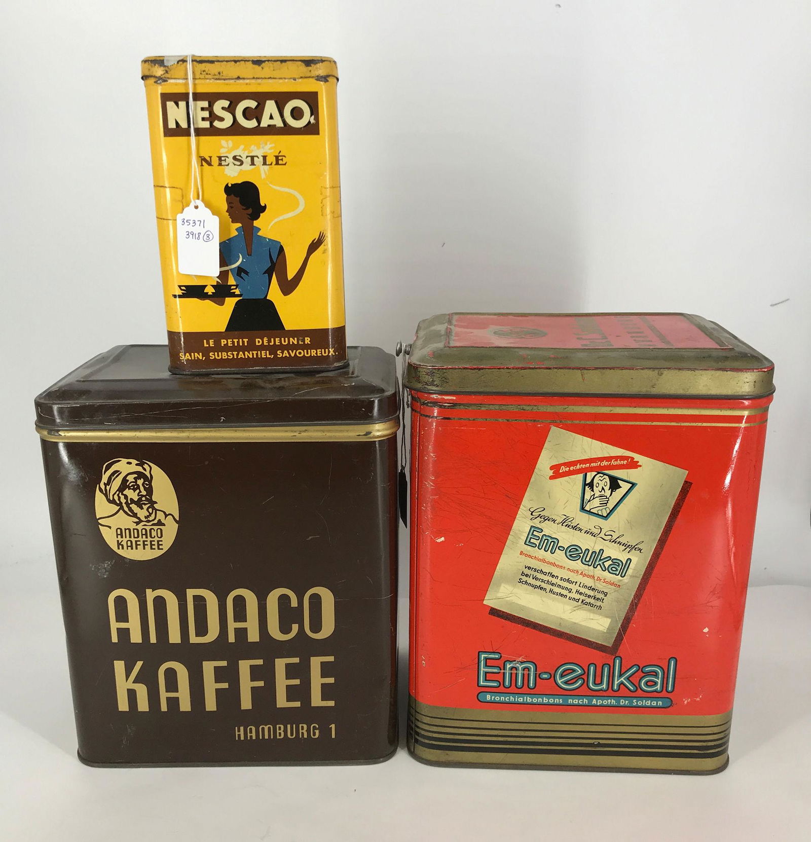 SET OF THREE VINTAGE EUROPEAN TINS INCLUDING 11" TALL (1 of 1)