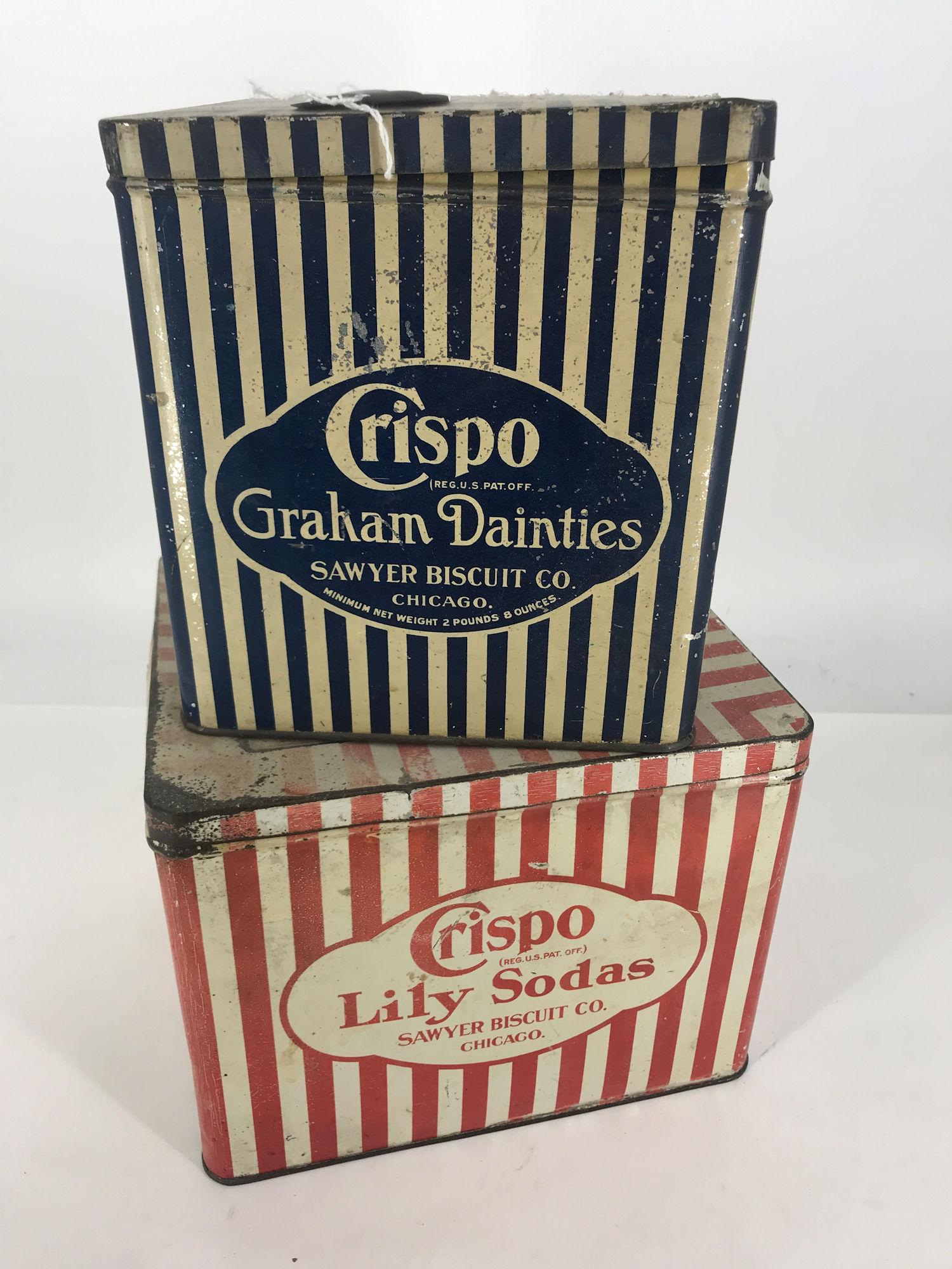 SET OF TWO VINTAGE CRISPO TINS MEASURING 7"-7Â¼" TALL. (1 of 1)