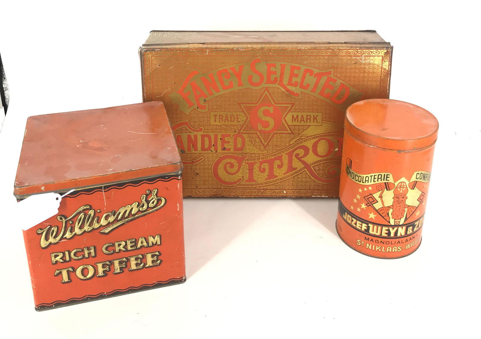 3 TIN CONTAINERS INCLUDING WILLIAMS'S RICH CREAM TOFFEE (1 of 1)