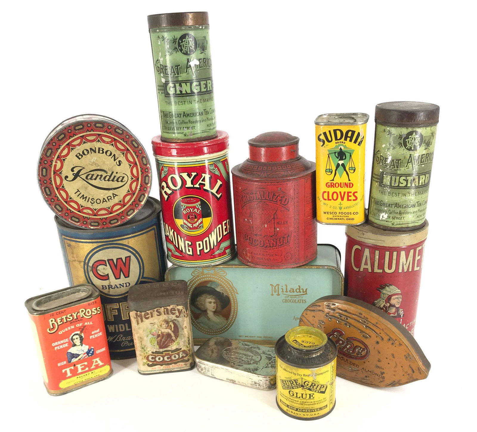 BOX LOT 14 TINS SPICE AD COFFEE CONTAINERS INCLUDING (1 of 1)