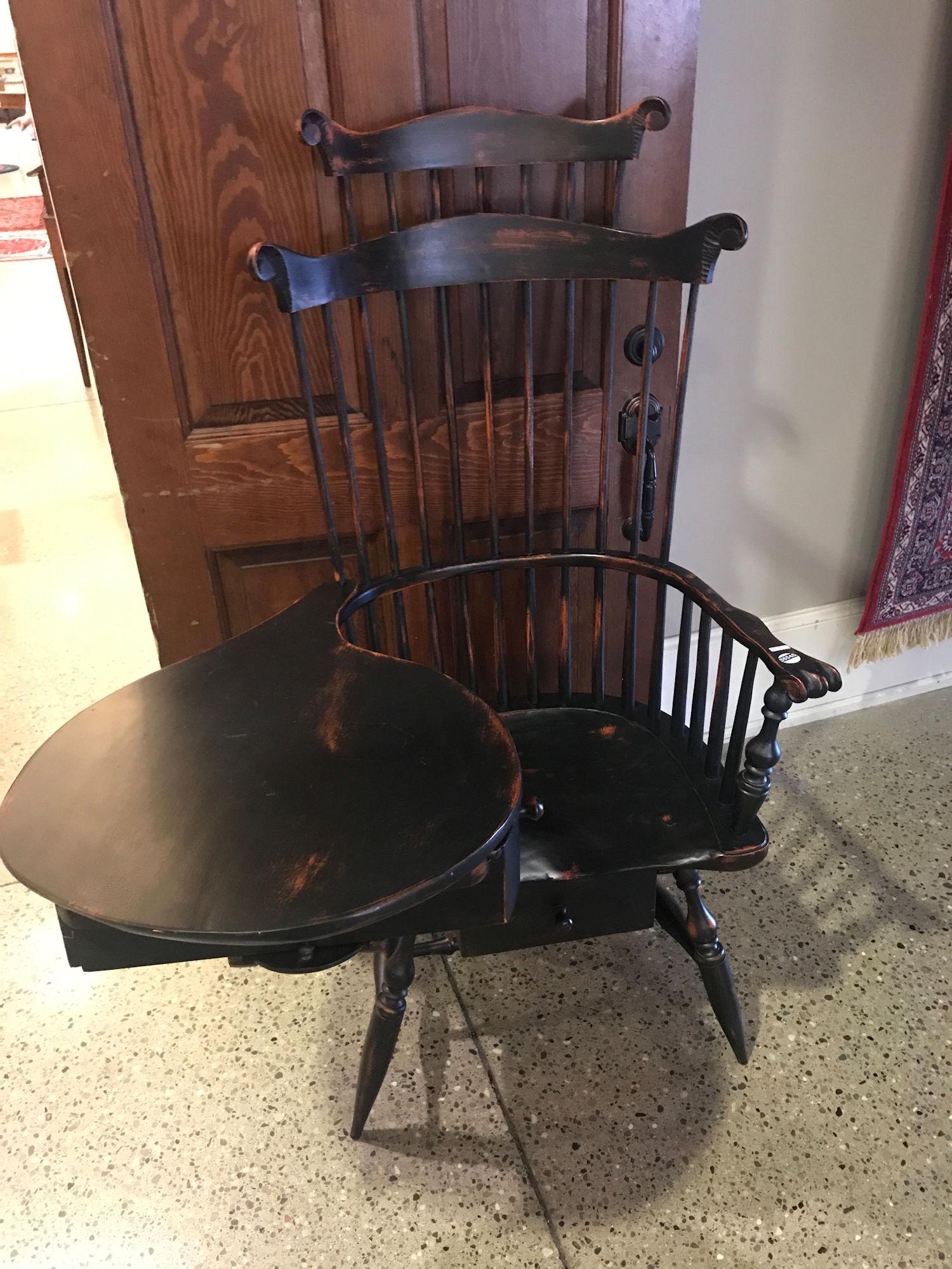 KEVIN MALONE COMB-BACK WINDSOR STYLE CHAIR W WRITING (1 of 1)