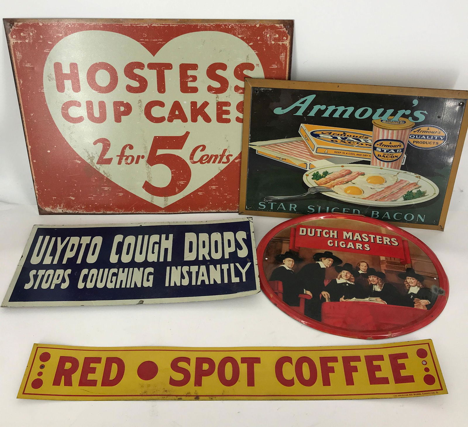 BOX LOT OF TIN ADVERTISING SIGNS INCLUDING HOSTESS (1 of 1)