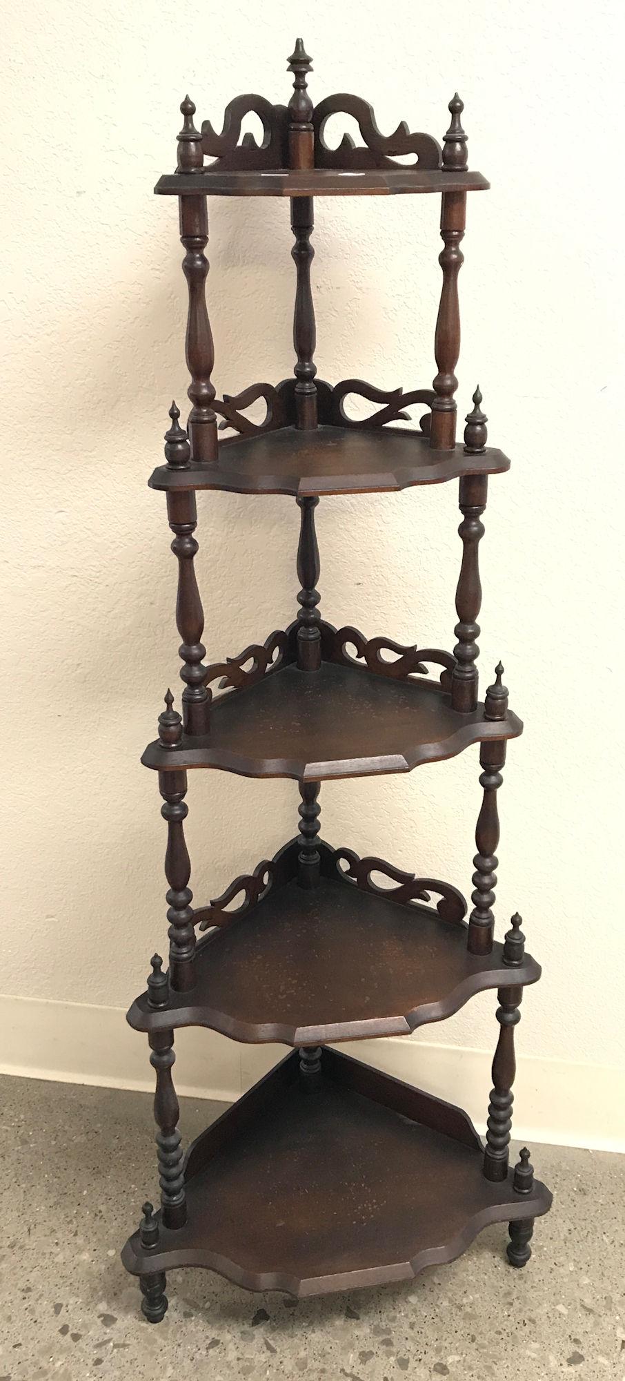 WALNUT VICTORIAN CORNER WHATNOT. 57" TALL (1 of 1)