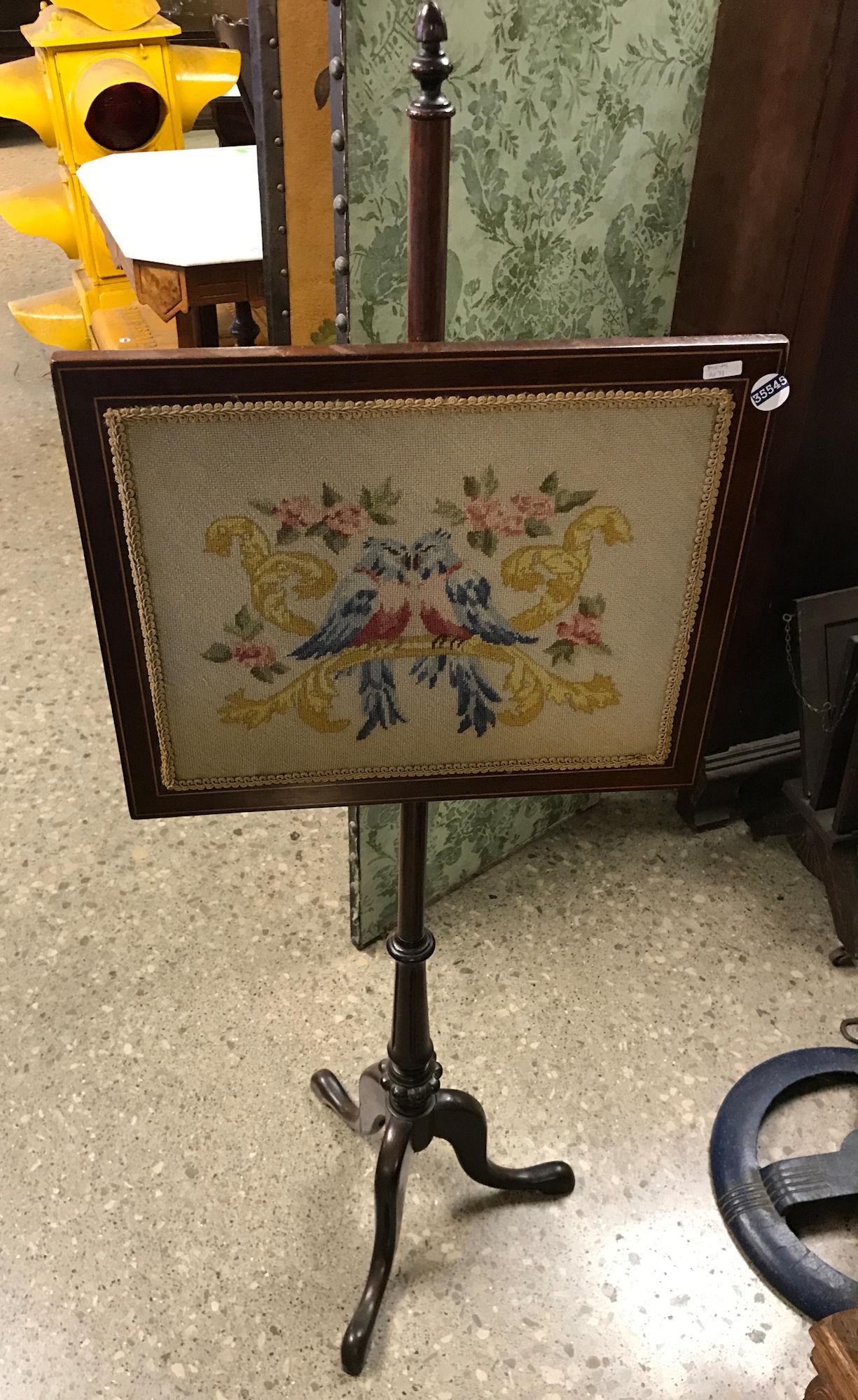 FRAMED NEEDLEPOINT PICTURE ON STAND (1 of 1)