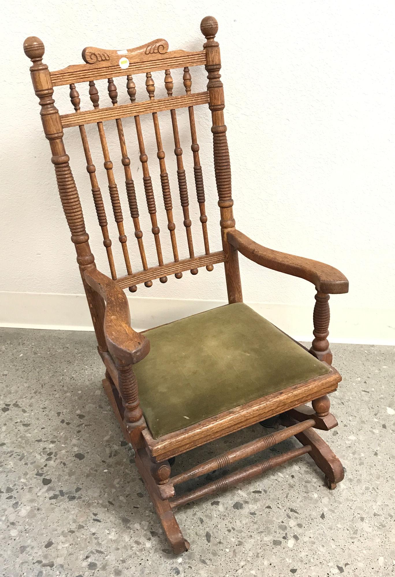 TURN OF THE CENTURY OAK PLATFORM ROCKER WITH TURNED (1 of 1)