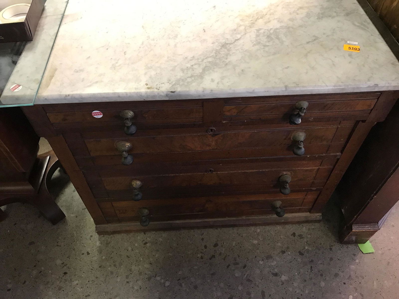 LOWBOY CHEST WITH MARBLE TOP (5 DRAWER): LOWBOY CHEST WITH MARBLE TOP (5 DRAWER)