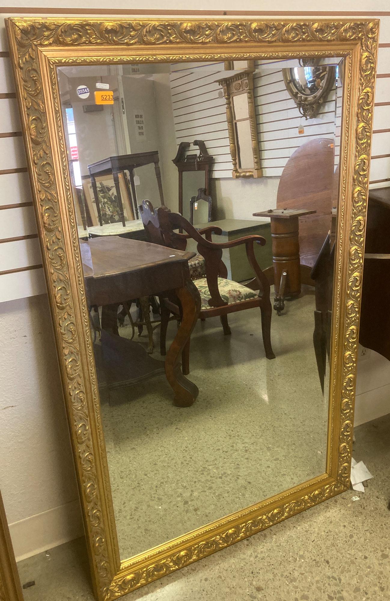 LARGE BEVELED PLATE FANCY GOLD MIRROR. (1 of 1)