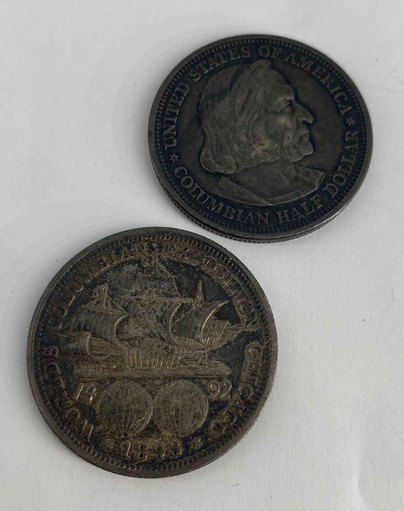 TWO COLUMBIAN SILVER EXPOSITION HALF DOLLAR COINS (1 of 3)