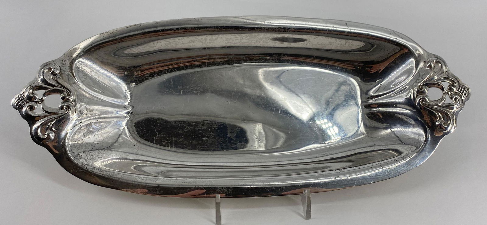 STERLING SILVER ART NOUVEAU STYLE SERVING TRAY, OVAL (1 of 3)