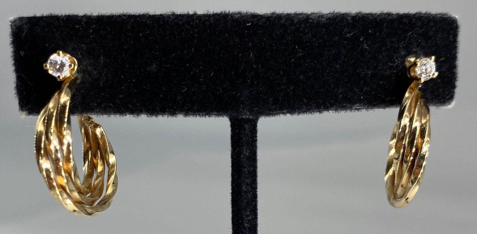 14KT YELLOW GOLD DIAMOND SOLITAIRE EARRINGS WITH (1 of 8)