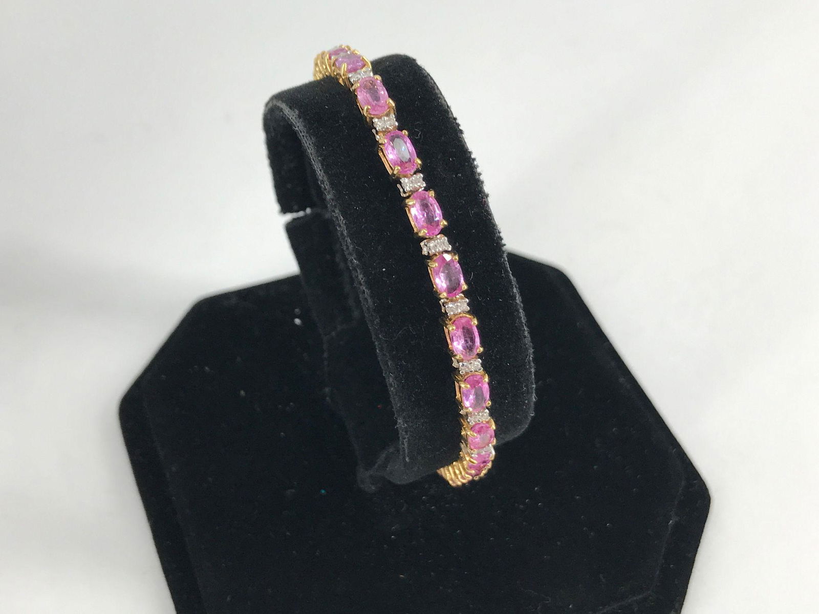 GOLD AND GEMSTONE TENNIS BRACELET ~ 14KT YELLOW GOLD (1 of 4)