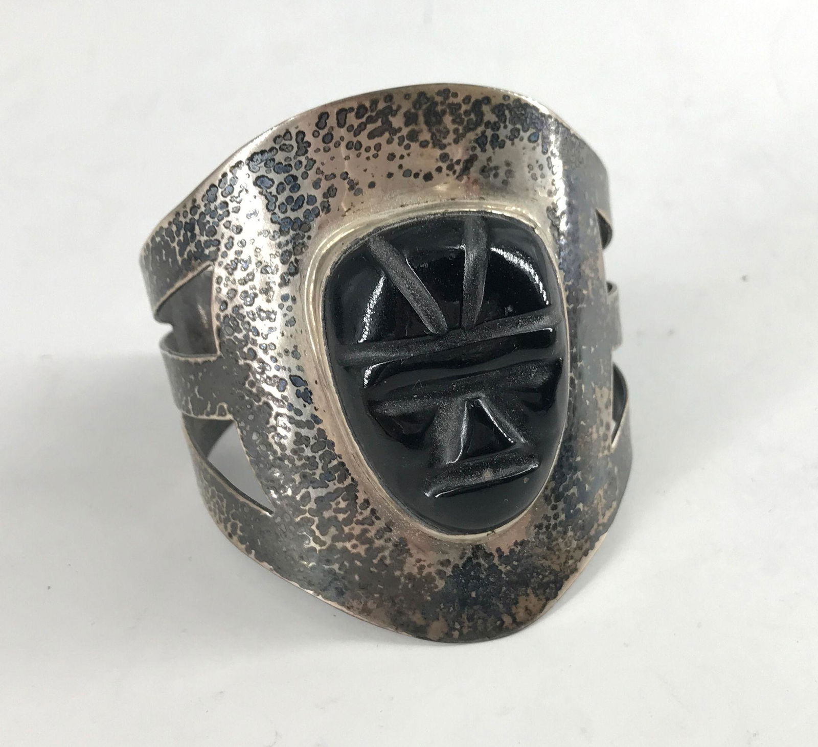 SILVER CUFF WITH MAYAN DESIGN (1 of 2)