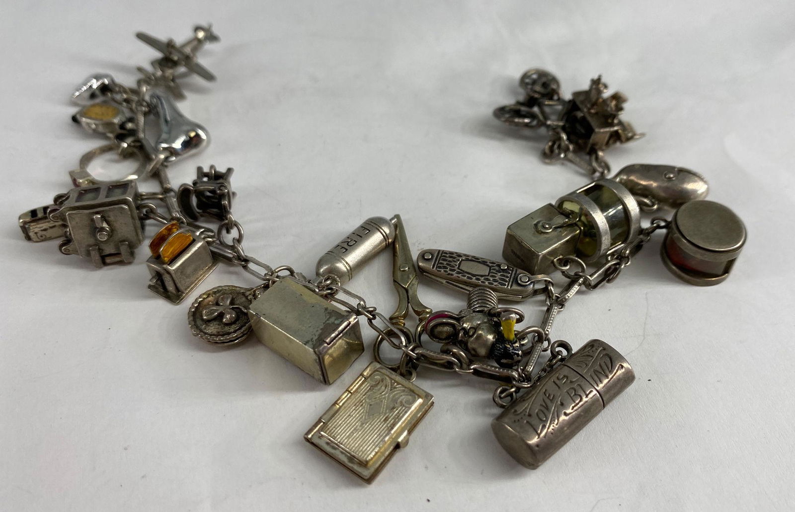 VINTAGE STERLING SILVER CHARM BRACELET WITH STERLING (1 of 9)