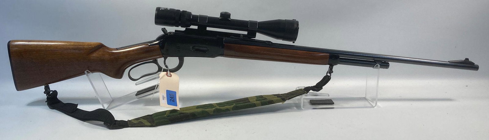 WINCHESTER MODEL 94 .30-30 CALIBER LEVER RIFLE SN:: WINCHESTER MODEL 94 .30-30 CALIBER LEVER RIFLE SN: 3653948, INCLUDING SCOPE, SLING AND SOFT CASE. BY BIDDING ON THIS LOT BUYER ACCEPTS RESPONSIBILITY OF KNOWLEDGE OF STATE AND FEDERAL LAWS FOR RECEIVI