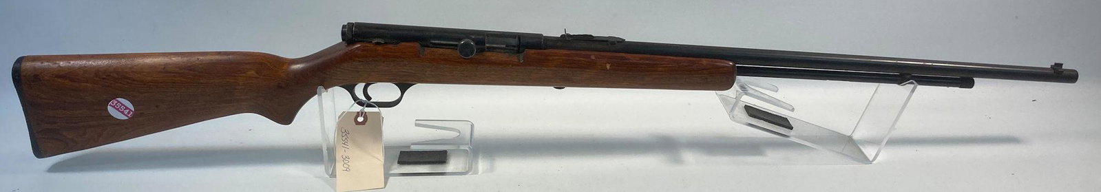 STEVENS (SPRINGFIELD) MODEL 87A .22 CALIBER SEMI-AUTO: STEVENS (SPRINGFIELD) MODEL 87A .22 CALIBER SEMI-AUTO RIFLE SN: NONE. BY BIDDING ON THIS LOT BUYER ACCEPTS RESPONSIBILTY OF KNOWLEDGE OF STATE AND FEDERAL LAWS FOR RECEIVING THIS ITEM.