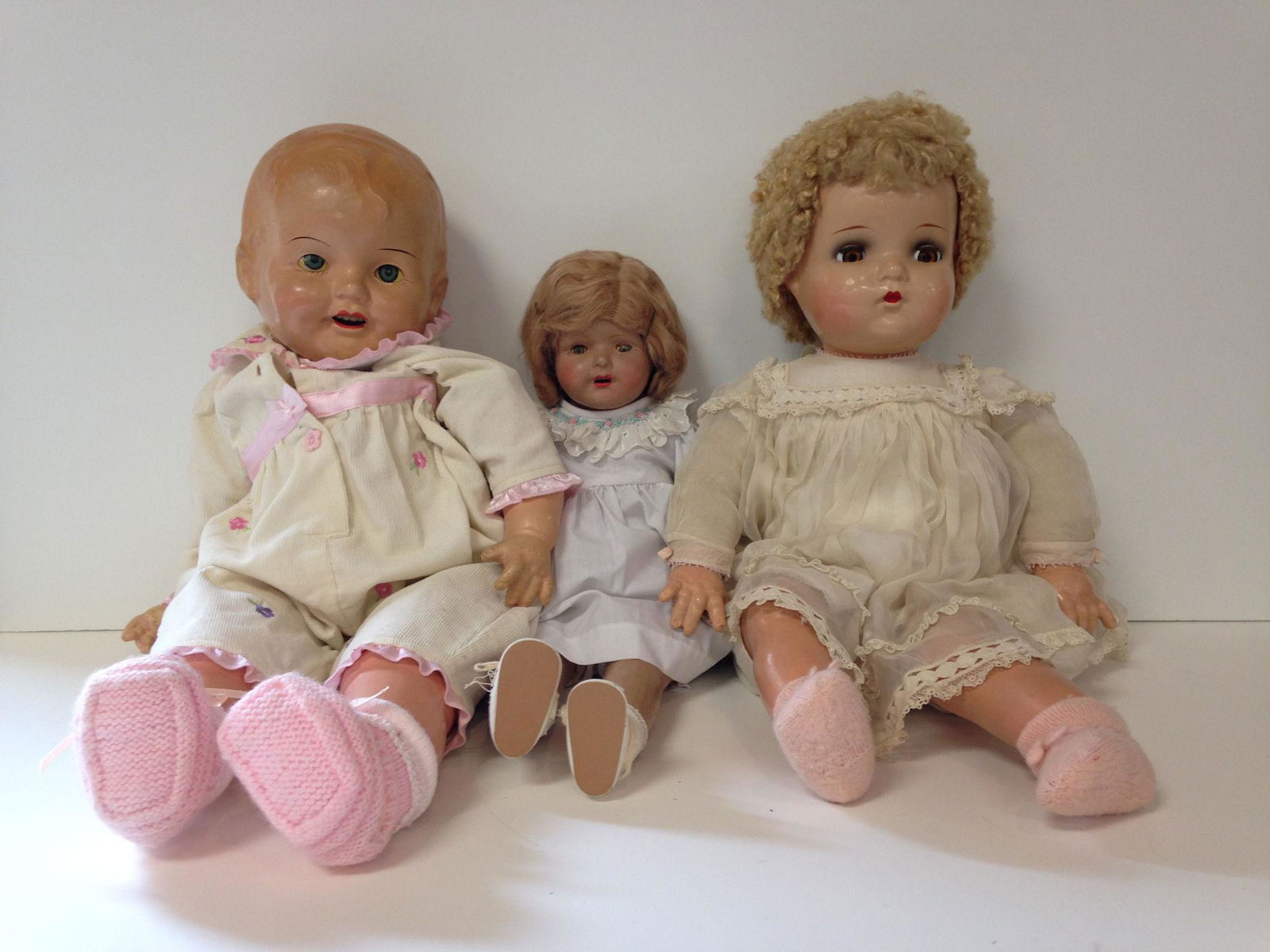LOT 3 VINTAGE COMPOSITION DOLLS. ALL ITEMS ARE SOLD AS (1 of 1)