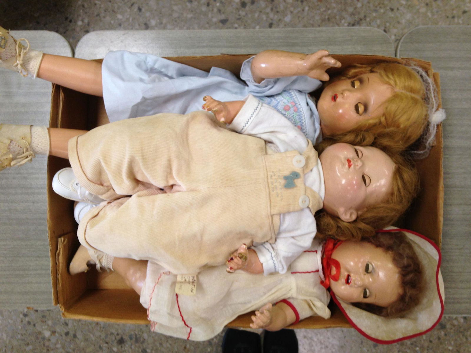 LOT 3 VINTAGE COMPOSITION DOLLS. ALL ITEMS ARE SOLD AS (1 of 1)