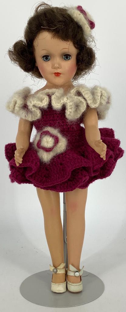 14" HARD PLASTIC MARY HOYER DOLL. MARKED ON BACK AS (1 of 2)