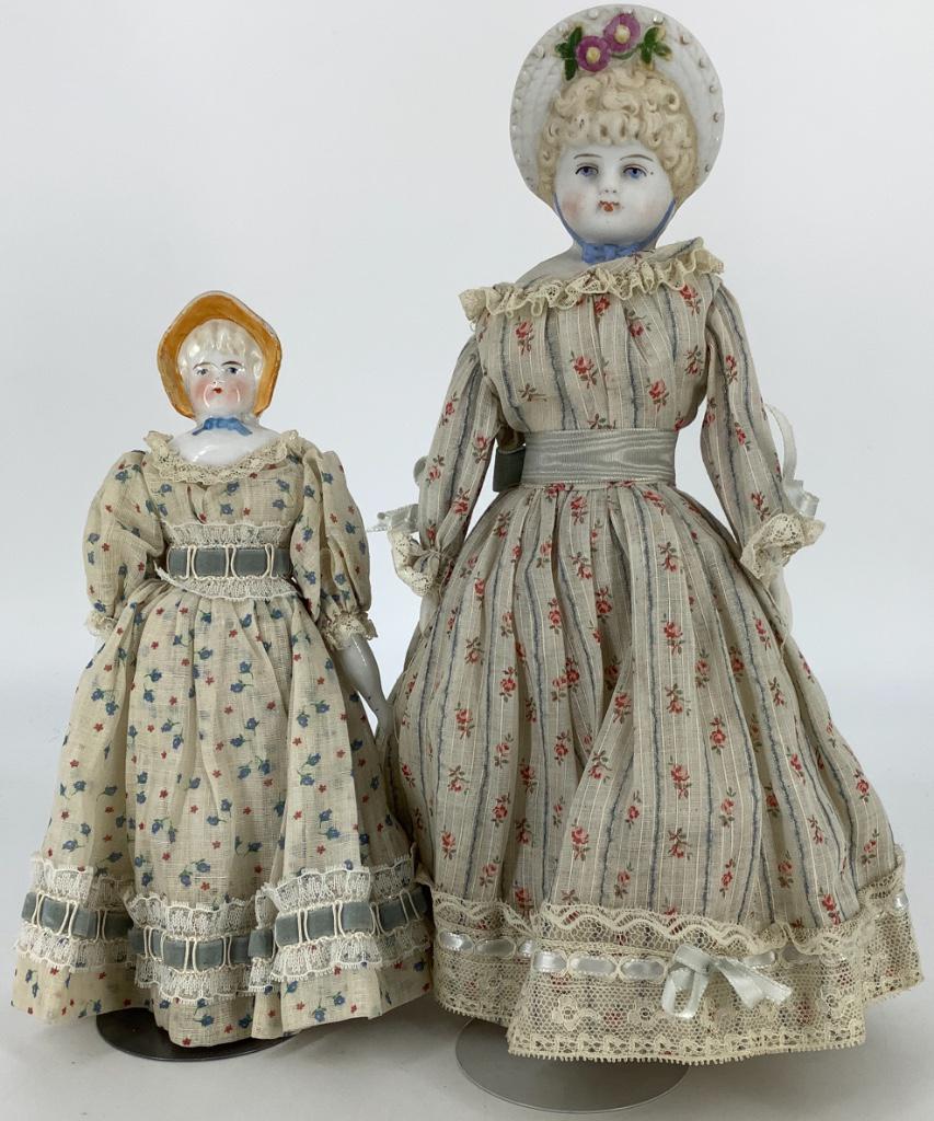 (2) Bonnet Head Dolls. Includes 9 1/2" glazed china (1 of 4)