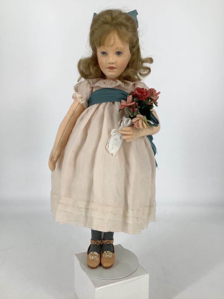 12" R. John Wright "Abigail". Made for the 2008 UFDC: 12" R. John Wright "Abigail". Made for the 2008 UFDC Region 14 Convention, Abigail is all felt, mohair wig, molded and painted facial features, on five-piece body with disk jointed arms and legs. She