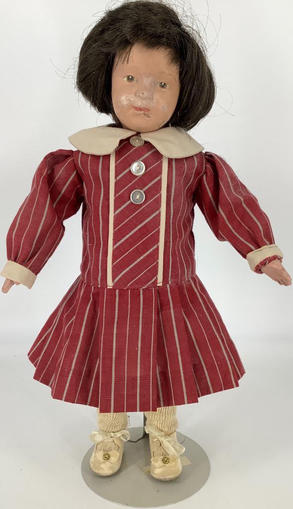 14 1/2" Schoenhut Character Girl. Wood head, replaced (1 of 2)