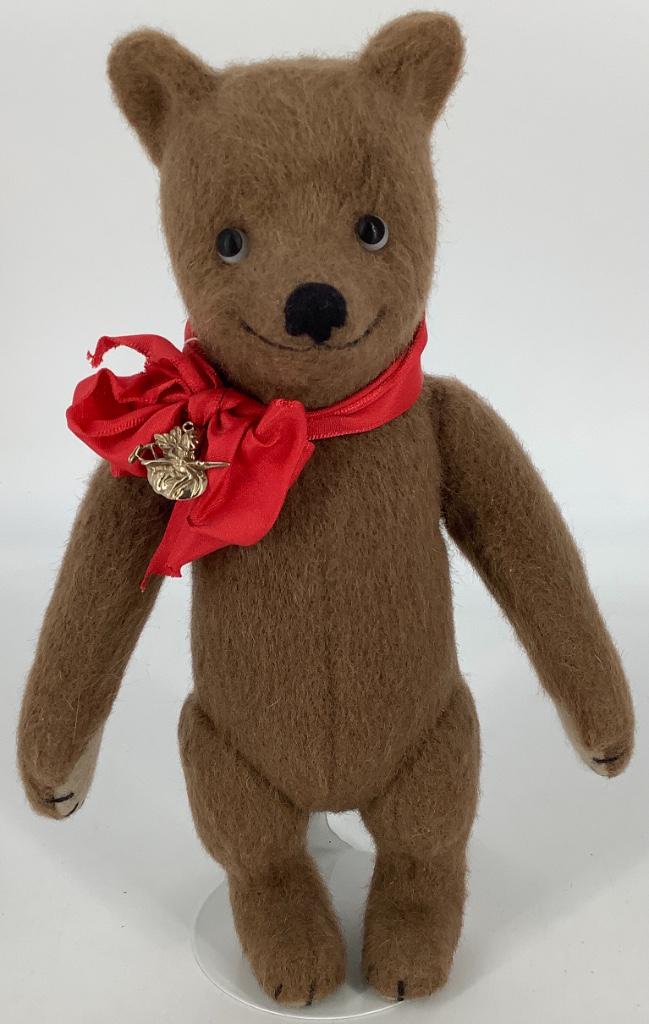 9 1/2" R. John Wright's "Teddy Bear". Wool felt bear (1 of 2)